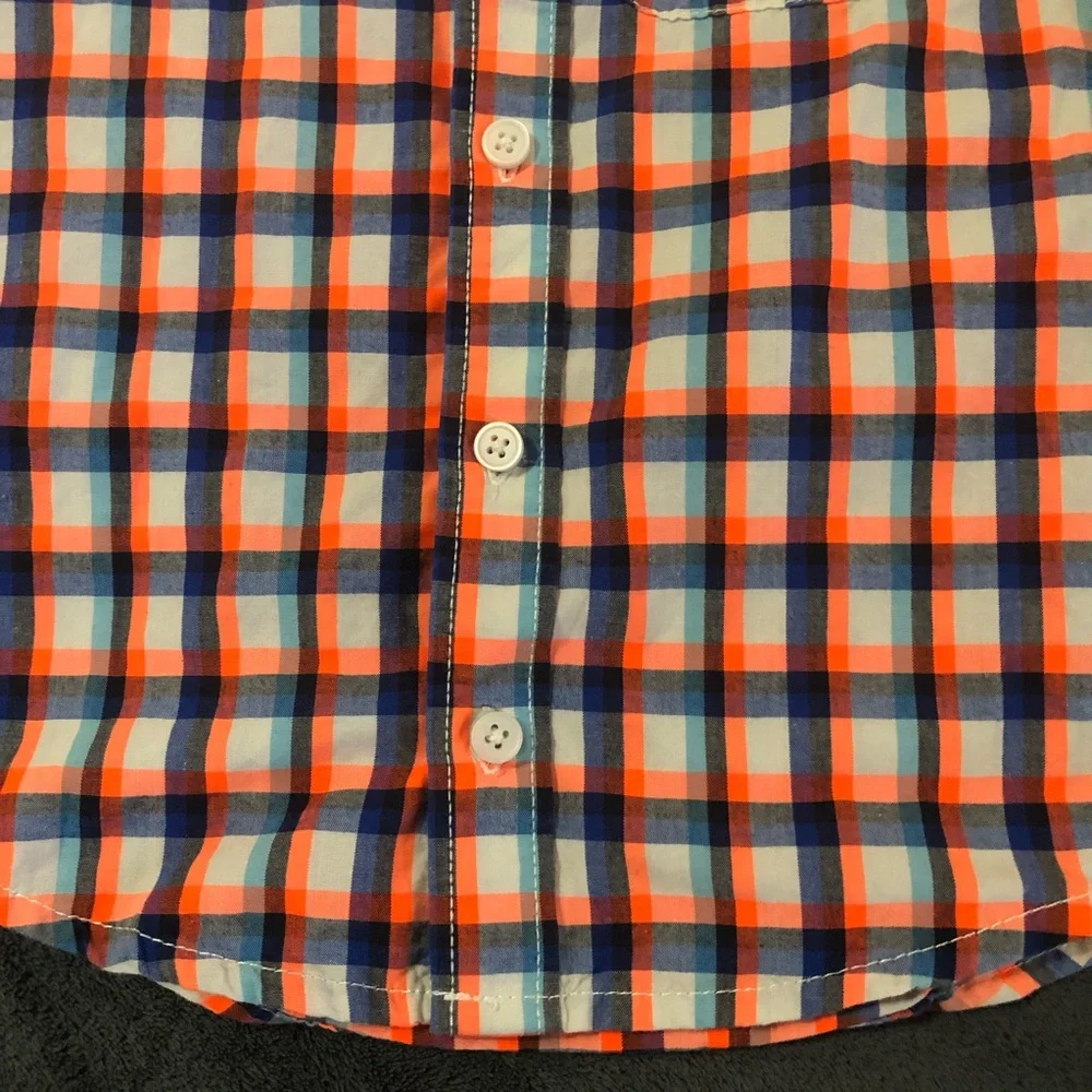 The Children’s Place• Orange | Blue Plaid Striped Button Down Long Sleeve